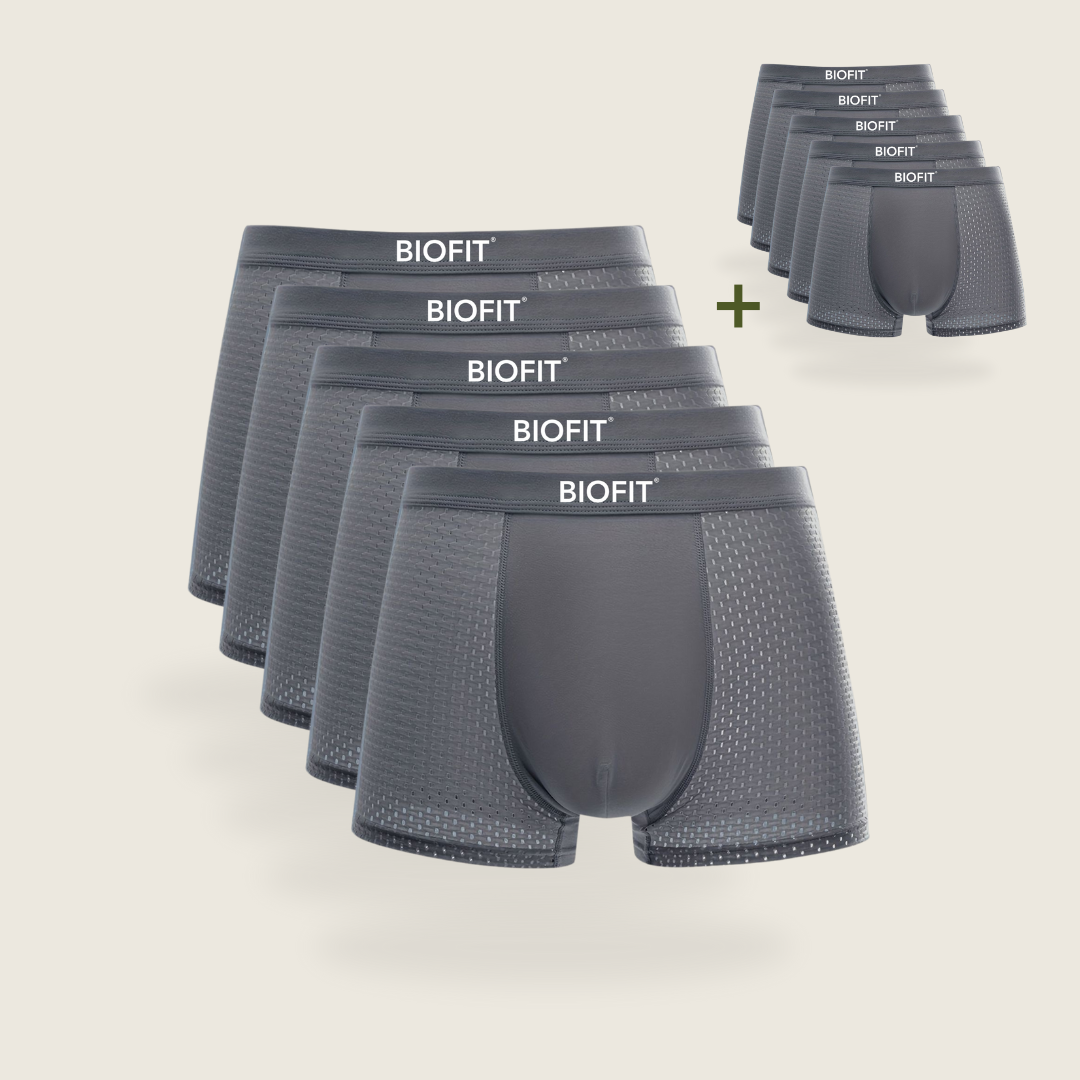 BIOFIT® Bambus-Boxershorts 5-Pack Grau | + 5 GRATIS